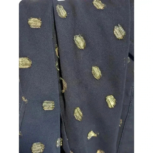 Crown & Ivy Navy Blue Metallic Dot Long Sleeve Highland Ruffle Dress Size XXL - Picture 4 of 9